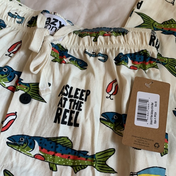 New with tags PJ pants size XS cream with blue red and green fish - Picture 2 of 4